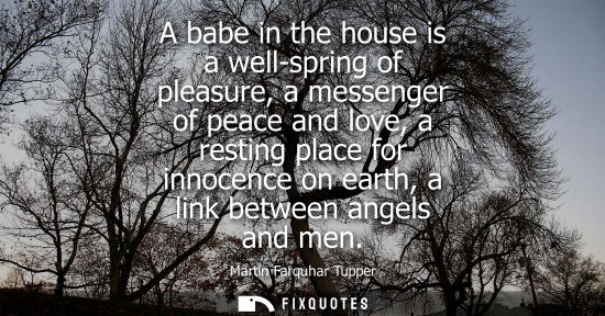 Small: A babe in the house is a well-spring of pleasure, a messenger of peace and love, a resting place for in