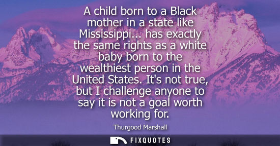 Small: A child born to a Black mother in a state like Mississippi... has exactly the same rights as a white baby born