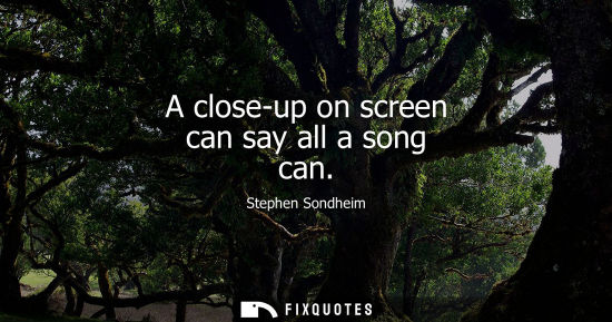 Small: A close-up on screen can say all a song can