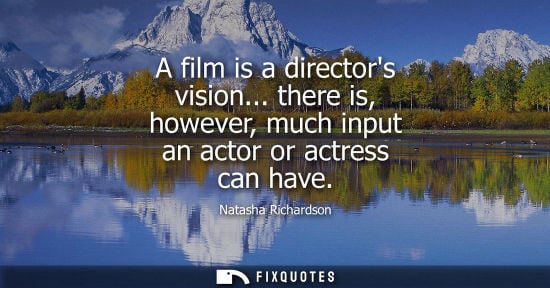 Small: A film is a directors vision... there is, however, much input an actor or actress can have