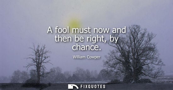 Small: A fool must now and then be right, by chance