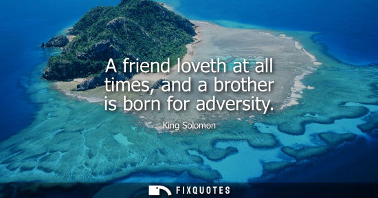 Small: A friend loveth at all times, and a brother is born for adversity