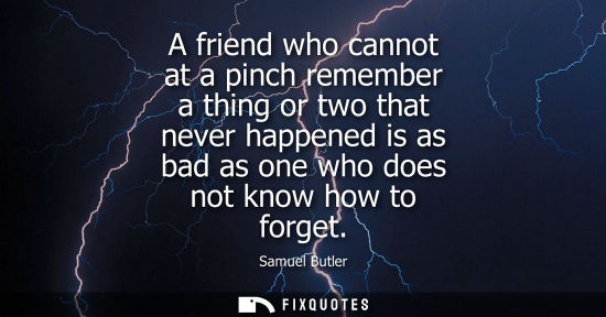 Small: A friend who cannot at a pinch remember a thing or two that never happened is as bad as one who does no