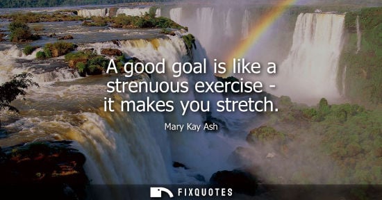 Small: A good goal is like a strenuous exercise - it makes you stretch