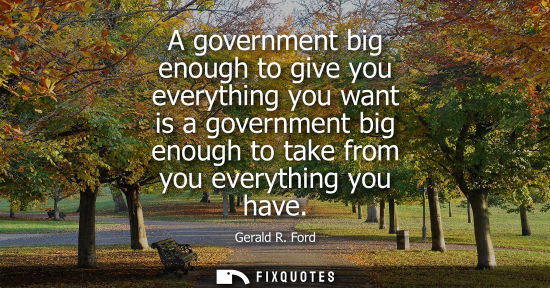 Small: A government big enough to give you everything you want is a government big enough to take from you eve