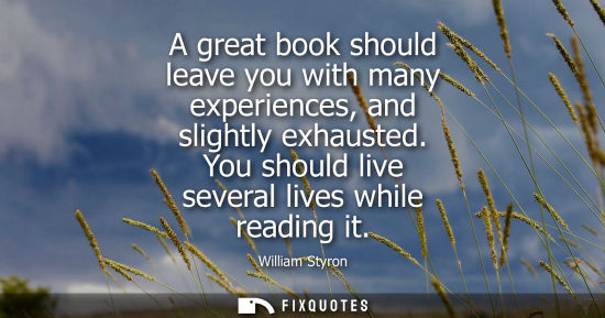 Small: A great book should leave you with many experiences, and slightly exhausted. You should live several li