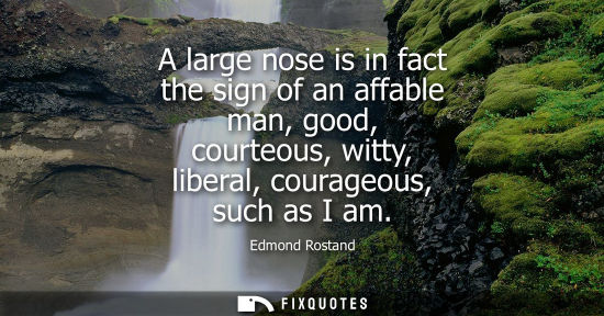 Small: A large nose is in fact the sign of an affable man, good, courteous, witty, liberal, courageous, such a