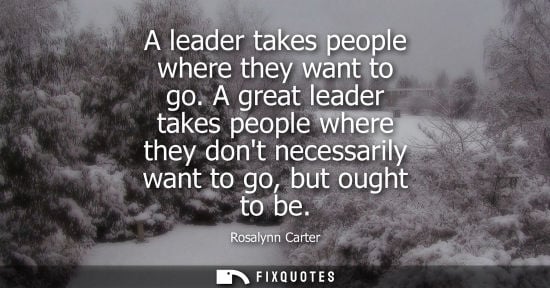Small: A leader takes people where they want to go. A great leader takes people where they dont necessarily wa