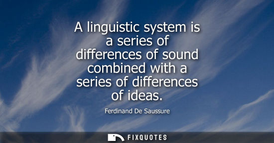 Small: A linguistic system is a series of differences of sound combined with a series of differences of ideas