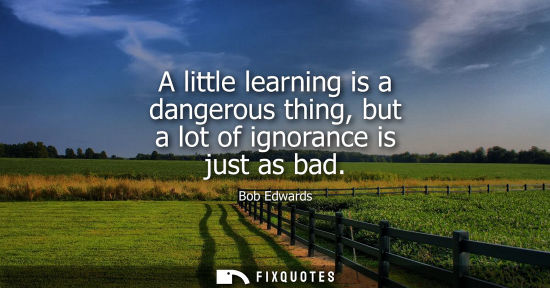 Small: A little learning is a dangerous thing, but a lot of ignorance is just as bad