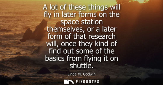 Small: A lot of these things will fly in later forms on the space station themselves, or a later form of that researc