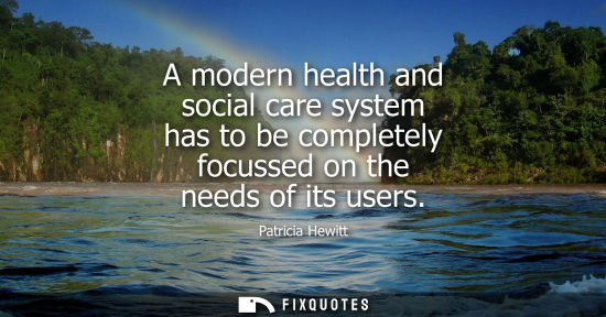 Small: A modern health and social care system has to be completely focussed on the needs of its users