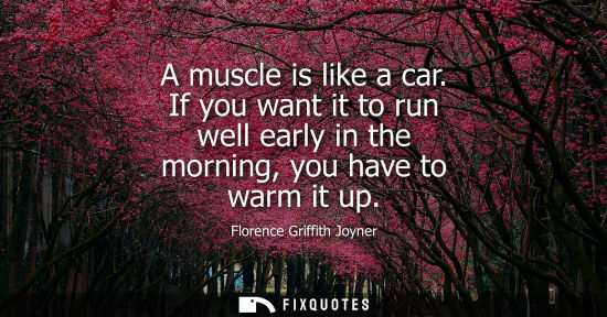 Small: A muscle is like a car. If you want it to run well early in the morning, you have to warm it up