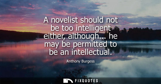 Small: A novelist should not be too intelligent either, although... he may be permitted to be an intellectual