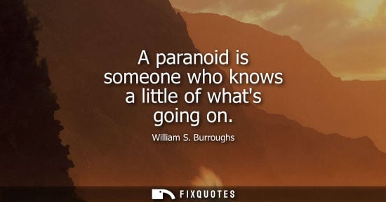 Small: A paranoid is someone who knows a little of whats going on
