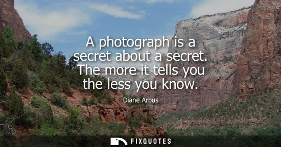 Small: A photograph is a secret about a secret. The more it tells you the less you know