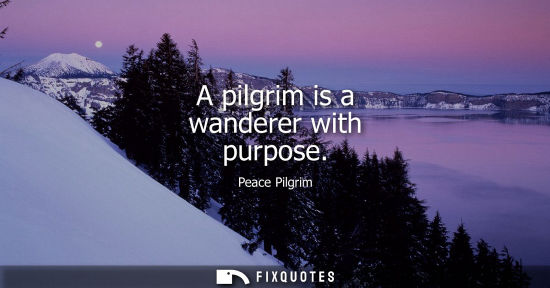 Small: A pilgrim is a wanderer with purpose