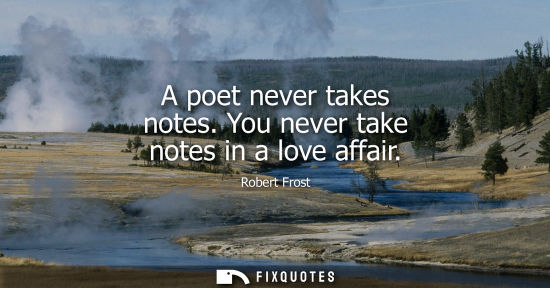 Small: A poet never takes notes. You never take notes in a love affair