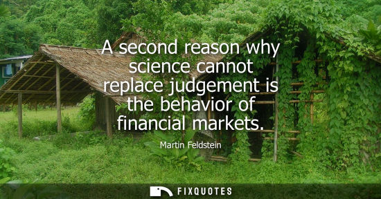 Small: A second reason why science cannot replace judgement is the behavior of financial markets