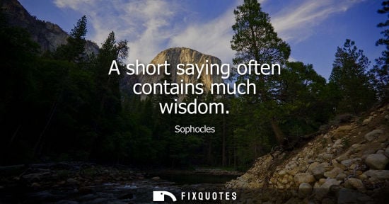Small: A short saying often contains much wisdom
