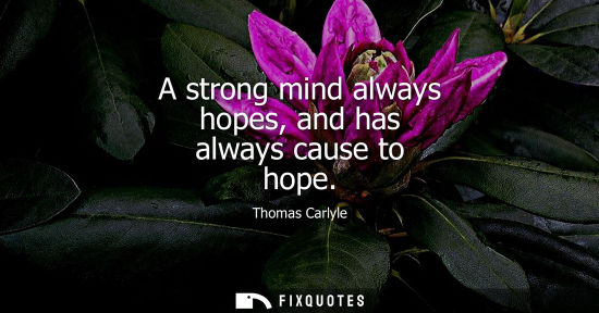 Small: A strong mind always hopes, and has always cause to hope