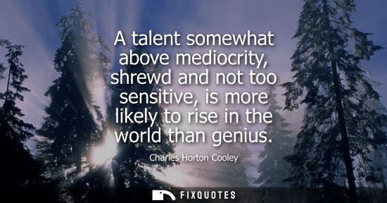 Small: A talent somewhat above mediocrity, shrewd and not too sensitive, is more likely to rise in the world t