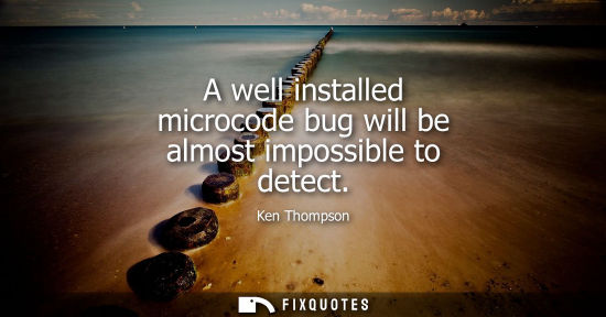 Small: A well installed microcode bug will be almost impossible to detect