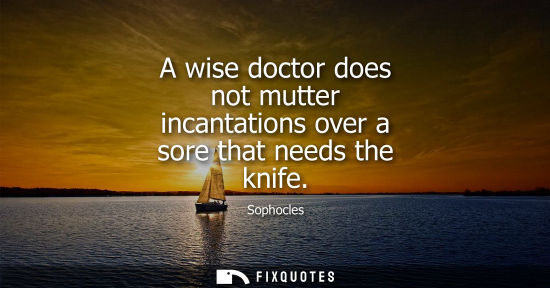 Small: A wise doctor does not mutter incantations over a sore that needs the knife
