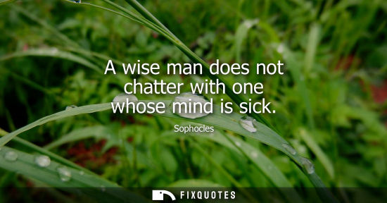 Small: A wise man does not chatter with one whose mind is sick