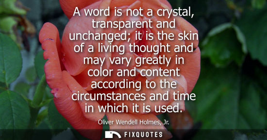 Small: A word is not a crystal, transparent and unchanged it is the skin of a living thought and may vary grea