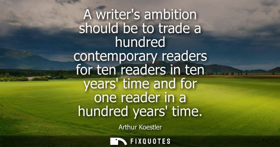 Small: A writers ambition should be to trade a hundred contemporary readers for ten readers in ten years time and for