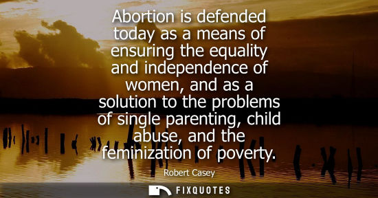 Small: Abortion is defended today as a means of ensuring the equality and independence of women, and as a solu