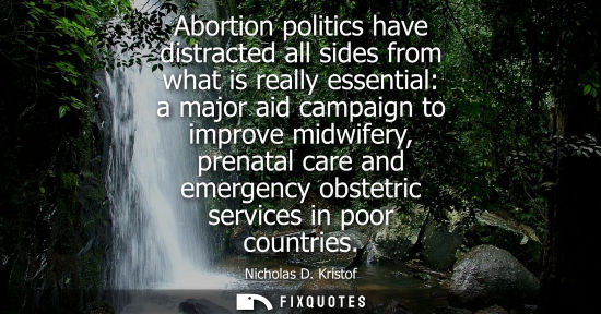Small: Abortion politics have distracted all sides from what is really essential: a major aid campaign to impr