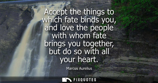 Small: Accept the things to which fate binds you, and love the people with whom fate brings you together, but do so w