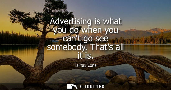 Small: Advertising is what you do when you cant go see somebody. Thats all it is