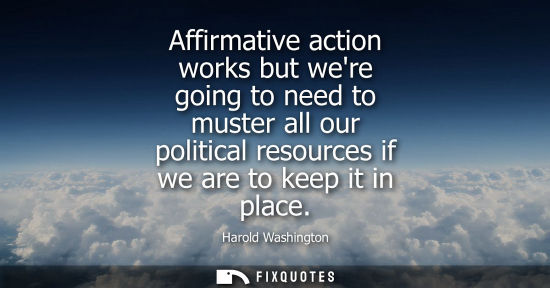 Small: Affirmative action works but were going to need to muster all our political resources if we are to keep