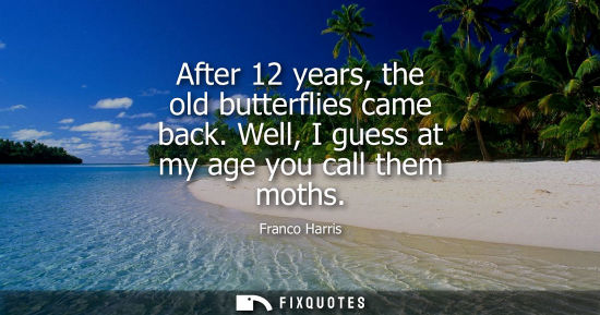 Small: After 12 years, the old butterflies came back. Well, I guess at my age you call them moths