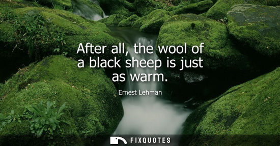 Small: After all, the wool of a black sheep is just as warm