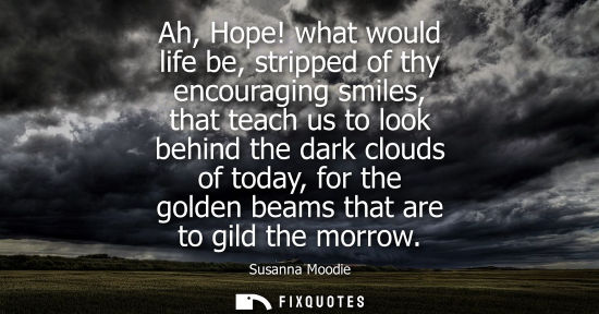 Small: Ah, Hope! what would life be, stripped of thy encouraging smiles, that teach us to look behind the dark