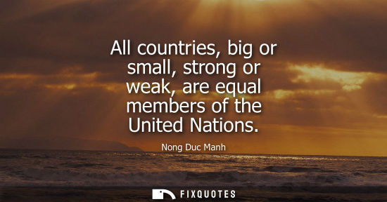 Small: All countries, big or small, strong or weak, are equal members of the United Nations