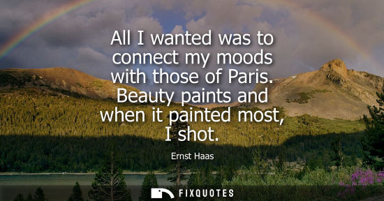 Small: All I wanted was to connect my moods with those of Paris. Beauty paints and when it painted most, I sho