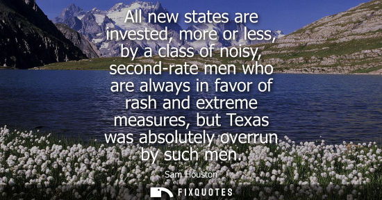 Small: All new states are invested, more or less, by a class of noisy, second-rate men who are always in favor