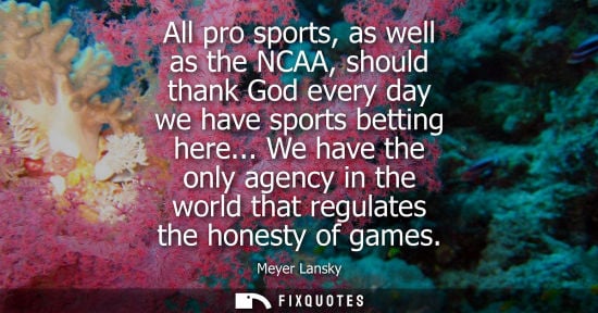 Small: All pro sports, as well as the NCAA, should thank God every day we have sports betting here...