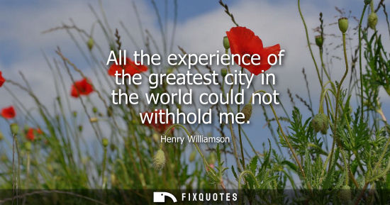 Small: All the experience of the greatest city in the world could not withhold me
