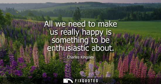 Small: All we need to make us really happy is something to be enthusiastic about