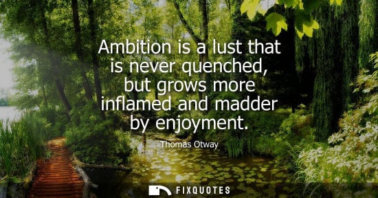 Small: Ambition is a lust that is never quenched, but grows more inflamed and madder by enjoyment