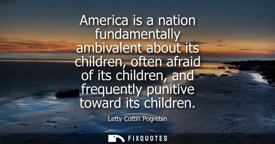 Small: America is a nation fundamentally ambivalent about its children, often afraid of its children, and freq