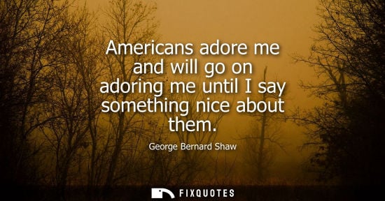 Small: Americans adore me and will go on adoring me until I say something nice about them
