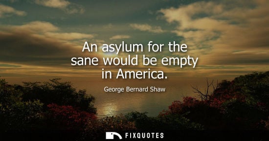 Small: An asylum for the sane would be empty in America