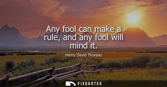 Small: Any fool can make a rule, and any fool will mind it